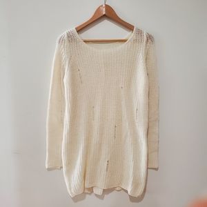 BNWOT Distressed cream sweater tunic small/medium